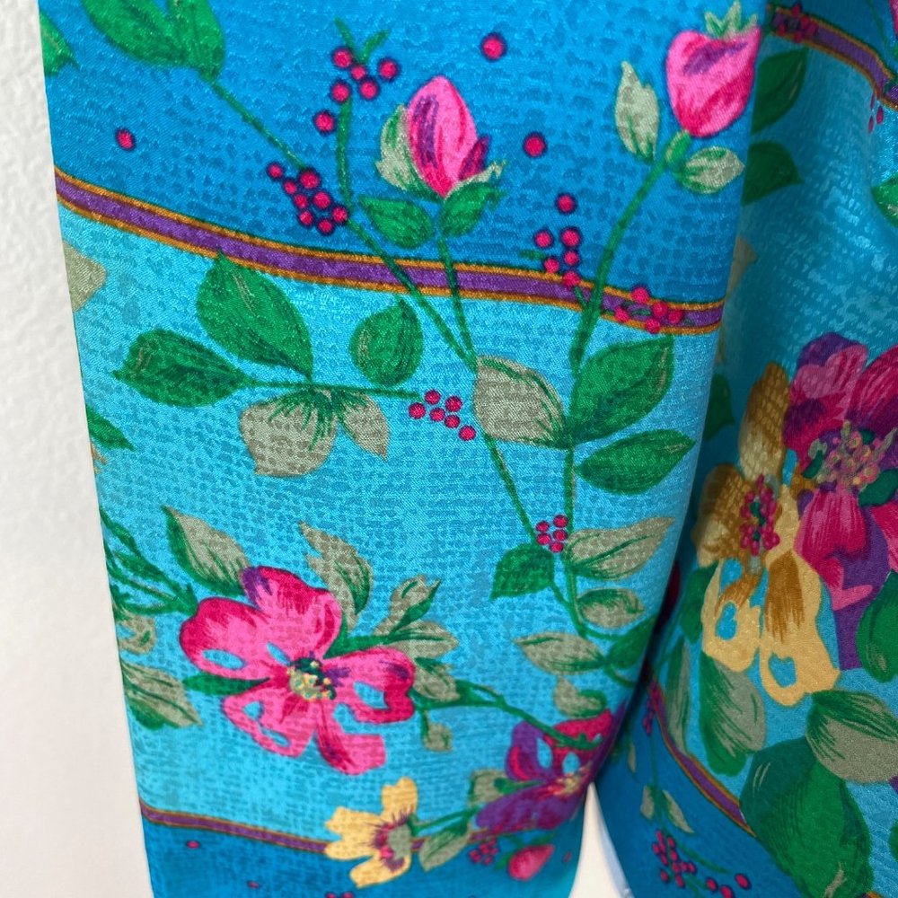 Adrianna Papell Silk Blazer Jacket 8 Blue Pink Floral Cottagecore Elegant Top - Picture 7 of 8